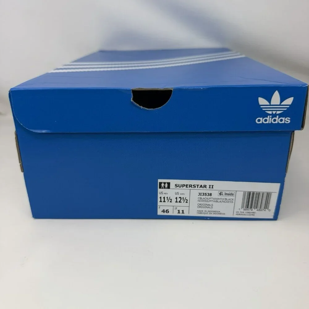 Adidas Originals Superstar 2 Shell Toe Shoes Black White Men’s Size 11.5 - Picture 8 of 8